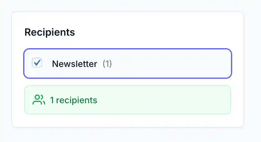 Recipient selection interface with lists and tags